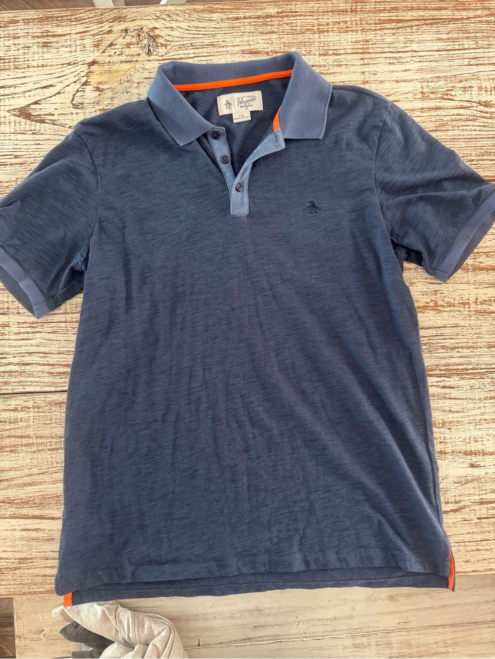 Original Penguin Blue Polo with Orange Accent
